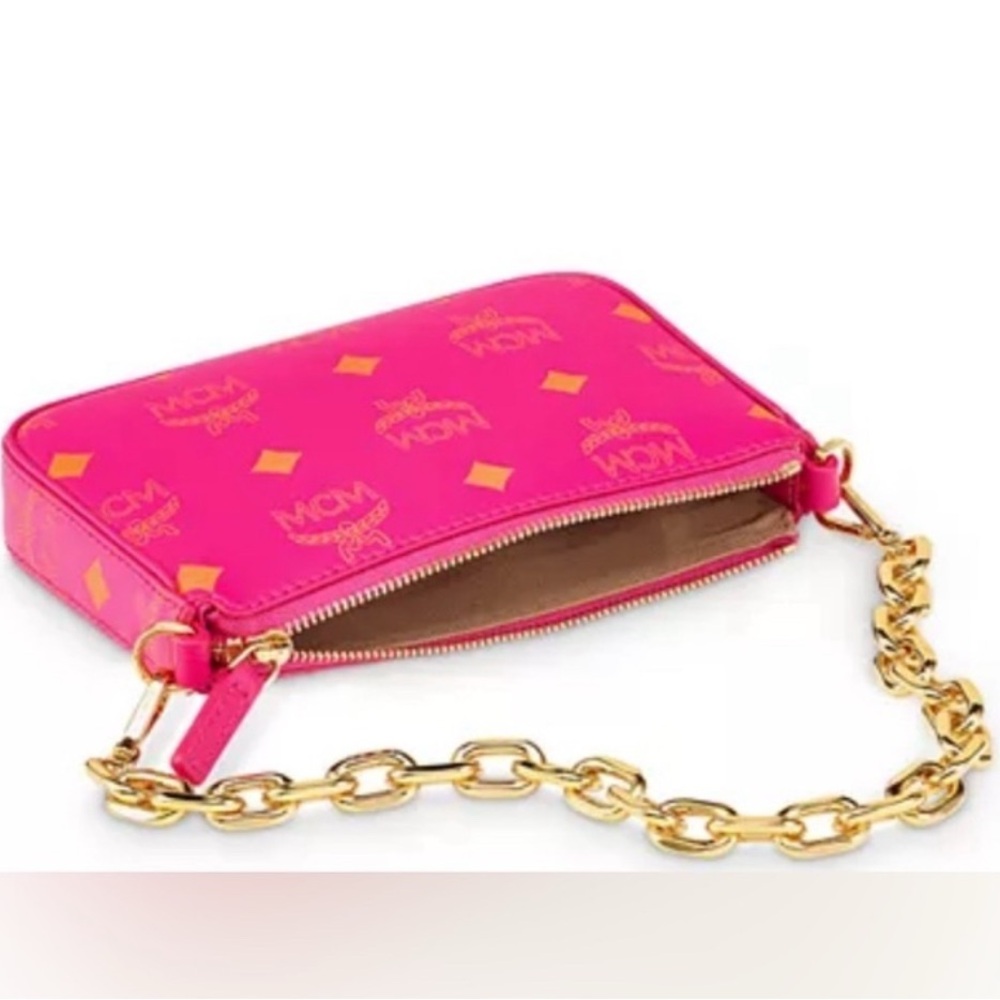 MCM Mini Color Splash Logo Pouch-On-Chain - Picture 2 of 11
